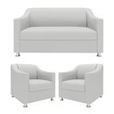 Ver imagem 1 de Kit Sofá 2 Lugares Namoradeira com 2 Poltronas de Barbearia Branco
