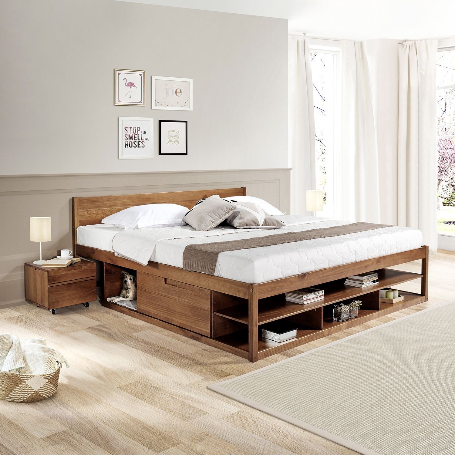 Cama King Multifuncional Madeira Maciça Irara CabeCasa