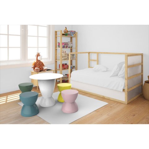 Conjunto de Mesa e Banquetas Infantil Branco/Colorido