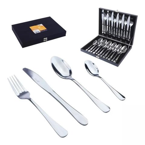 Faqueiro Inox Premier 24 Peças com Baú Mdf Dcasa