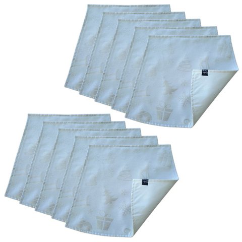 Jogo Americano Luxo Presente de Natal Prata Dupla face 10un