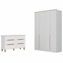 Ver imagem 2 de Quarto Infantil/Juvenil com Guarda-Roupa e Cômoda Sky Yescasa Branco/Olmo Italiano