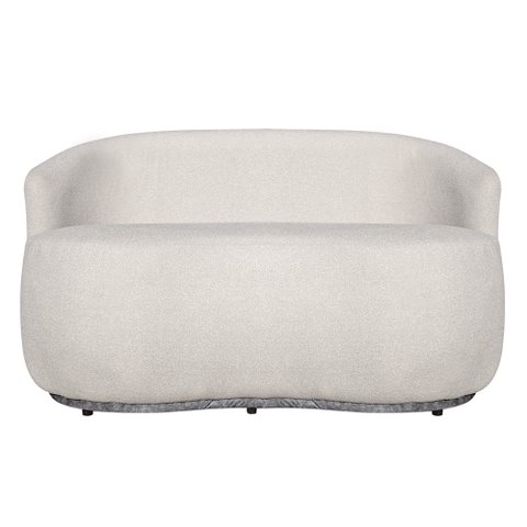 Namoradeira Beatriz 130cm Boucle com Tecido Calacata: Bege / Cinza