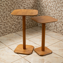 Ver imagem 2 de Kit 2 Mesinhas Laterais de Madeira Maciça Verniz Semibrlho