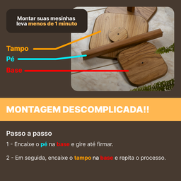 Kit 2 Mesinhas Laterais de Madeira Maciça Verniz Semibrlho - 10