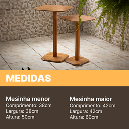 Kit 2 Mesinhas Laterais de Madeira Maciça Verniz Semibrlho - 7
