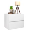 Ver imagem 3 de Mesa de Cabeceira Suspensa de Parede para Quarto Cama Casal Eros 45cm 2 Gavetas Branco Fosco