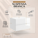 Ver imagem 2 de Mesa de Cabeceira Suspensa de Parede para Quarto Cama Casal Eros 45cm 2 Gavetas Branco Fosco