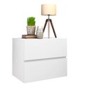 Ver imagem 1 de Mesa de Cabeceira Suspensa de Parede para Quarto Cama Casal/queen Eros 45cm 2 Gavetas Branco Fosco