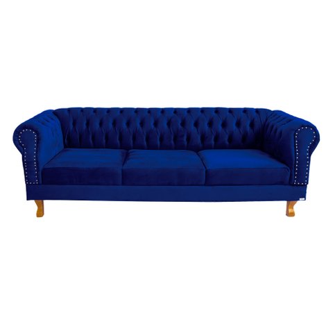 Sofá Chesterfield Duque 3 lugares 2,30 - Suede Azul Marinho / sala de estar, recepção, barbearia