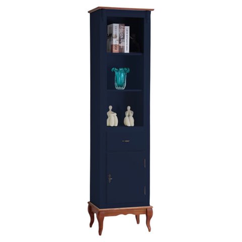 Estante para Sala 2 Prateleiras 1 Gaveta 1 Porta Pés Luiz Xv 60104 Linz Móveis - Azul Petróleo/imbui