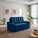 Ver imagem 3 de Sofá Retrátil Reclinável 2 Lugares Veludo Azul Palmeira 180cm CabeCasa MadeiraOriginals
