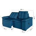 Ver imagem 4 de Sofá Retrátil Reclinável 2 Lugares Veludo Azul Palmeira 180cm CabeCasa MadeiraOriginals