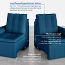 Ver mais imagens de Sofá Retrátil Reclinável 2 Lugares Veludo Azul Palmeira 180cm CabeCasa MadeiraOriginals