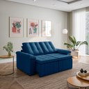 Ver imagem 1 de Sofá Retrátil Reclinável 2 Lugares Veludo Azul Palmeira 180cm CabeCasa MadeiraOriginals