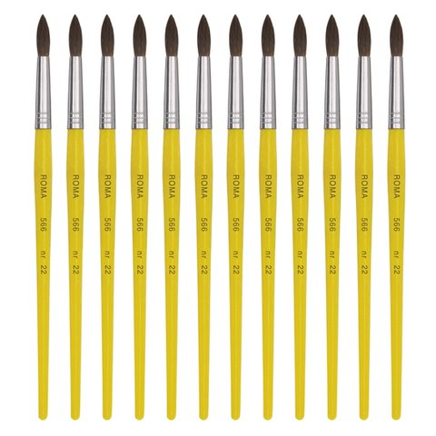 Pincel para Artesanato Pelo de Pônei N. 22 - 12 Unidades