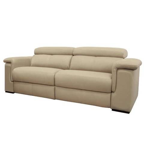 Sofá Damon Reclinável 2 Lugares Couro Bege 220cm - 69619