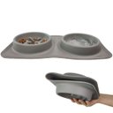 Ver imagem 3 de Comedouro Bebedouro Silicone 2 em 1 Cachorro Pet Gato Animais Raçao Comida Hidrataçao Agua Passeio V