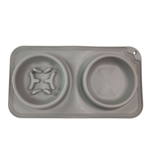 Comedouro Bebedouro Silicone 2 em 1 Cachorro Pet Gato Animais Raçao Comida Hidrataçao Agua Passeio V
