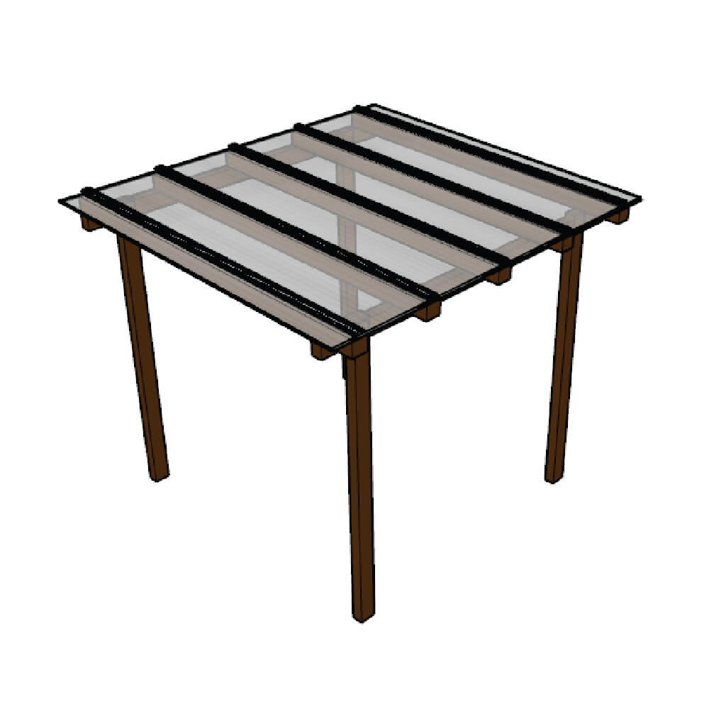 Cobertura Policarbonato Alveolar 2,00m x 2,00m - Cristal 4mm