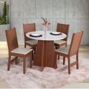 Ver imagem 1 de Conjunto de Sala de Jantar Mesa Redonda com 4 Cadeiras Elane