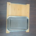 Ver imagem 4 de Tábua de Corte 2 Gavetas Coletoras Inox Home&co Retangular Bambu 4x34x44cm Natural