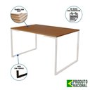 Ver imagem 5 de Mesa Industrial Base Ferro Branco Tampo 137X90 Canela 4 Cadeiras Madeira Assento Branco Marrom