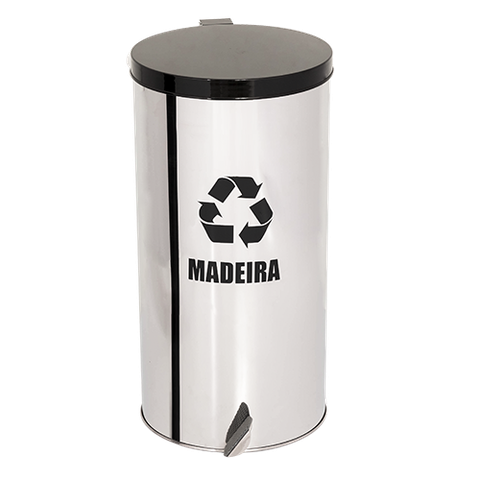 Lixeira Coleta Seletiva Pedal 40l de Aço Inox - Preto