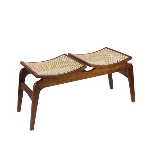 Banco Ricco 2 Lugares Madeira com Assento em Palhinha Pinhão