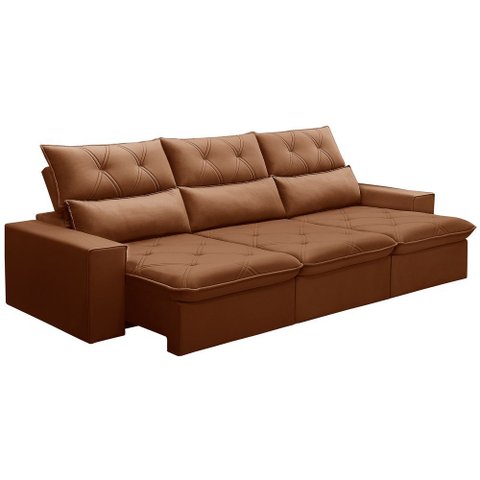 Sofá Retrátil Reclinável para Sala 4 Lugares 290cm Aires F04 Veludo Terracota - Lyam Decor