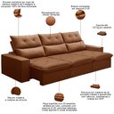 Ver imagem 3 de Sofá Retrátil Reclinável para Sala 4 Lugares 290cm Aires F04 Veludo Terracota - Lyam Decor