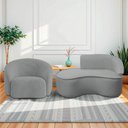 Ver imagem 1 de Kit Divã Recamier Orgânico Marrocos 150cm Lado Esquerdo e 1 Poltronas Amore Bouclé Cinza