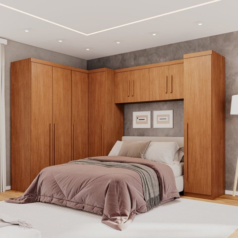Guarda-Roupa Modulado 5 Peças 9 Portas 3 Gavetas Texas Marrom/Cinamomo