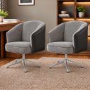 Ver imagem 1 de Kit 2 Poltronas Giratórias Linho Premium Base Alumínio Juliana