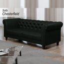 Ver imagem 2 de Sofá Decorativo Sala de Estar Chesterfield 3 Lugares 220cm Couro Verde - Mozzelar