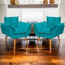 Ver imagem 5 de Kit 3 Poltronas Decorativa Alice Pé Trapézio 30cm Castanho - Suede