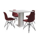 Ver imagem 6 de Mesa Jantar Londres Quadrada Branca 90cm 4 Cadeiras Estofadas Vermelho Eames Ferro Preto
