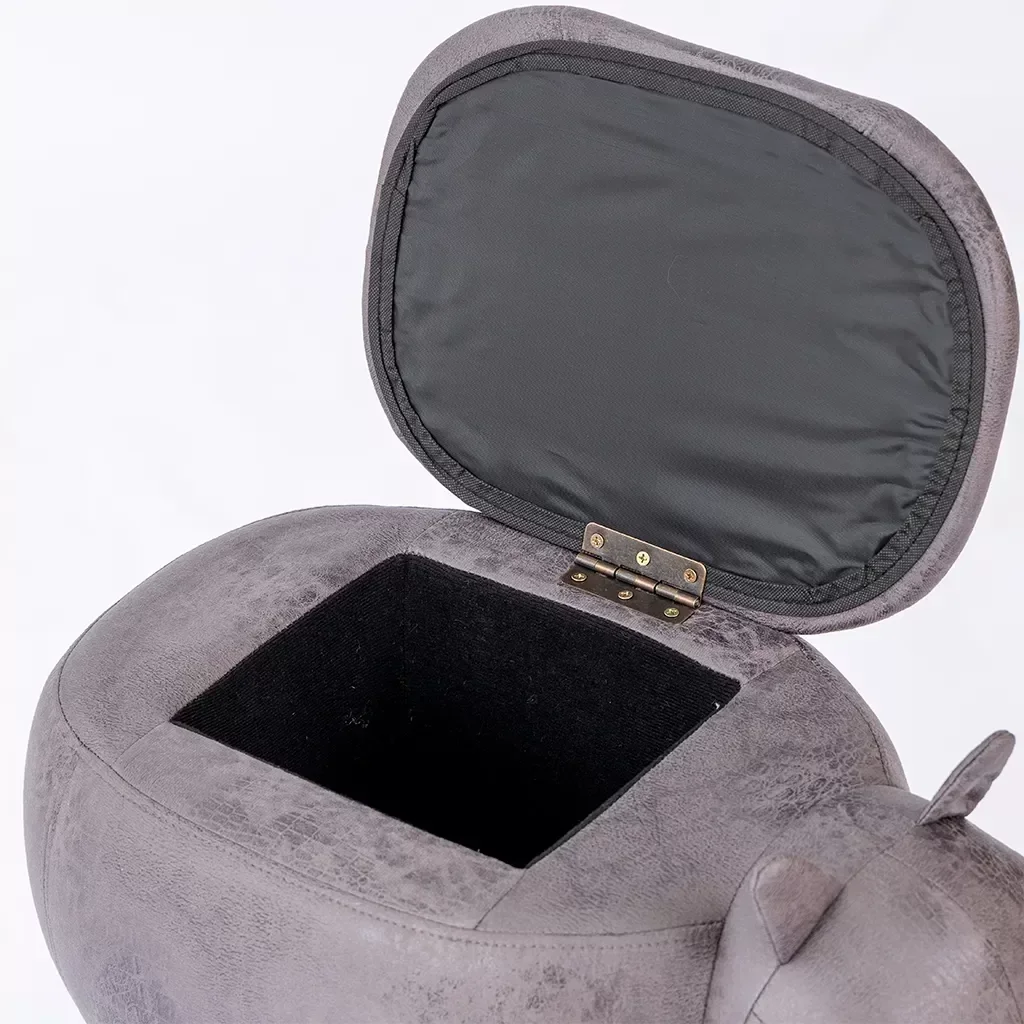 Ver imagem 5 de Puff Infantil Rinoceronte Couro Sintético e Madeira com Baú L63xa38xc32:com