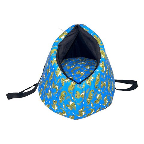 Bolsa de Transporte e Cama Iglu Pet 2 em 1 Amora Top Impermeável: Dino Azul