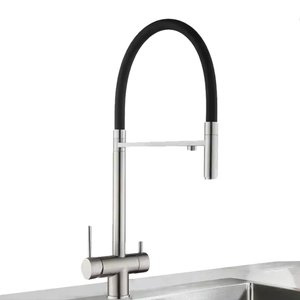 Torneira Flexível de Bancada Cozinha Gourmet Preta Misturador Monocomando Suporte para Filtro