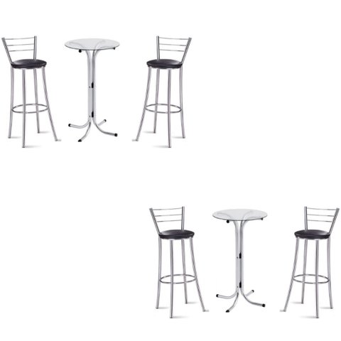 Kit 2 Bistros com 4 banquetas cromadas-GatMagazine