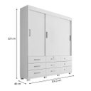 Ver imagem 2 de Guarda Roupa 3 Portas de Correr e 9 Gavetas Itapema Branco