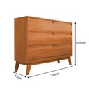 Ver imagem 4 de Conjunto Cômoda Londres 6 Gavetas e Guarda Roupa Solteiro Ouro 2 Portas para Dormitório - Nature