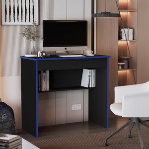 Mesa Escrivaninha Estudo Computador Notebook Vitória 2.0 Preto e Azul