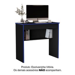 Mesa Escrivaninha Estudo Computador Notebook Vitória 2.0 Preto e Azul - 3