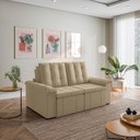 Ver imagem 3 de Sofá Retrátil Reclinável 3 Lugares 180cm Veludo com Molas Palmeira CabeCasa MadeiraOriginals Bege