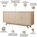 Ver imagem 3 de Aparador Buffet para Sala de Jantar 4 Portas 180cm Junia D05 Off White - Lyam Decor