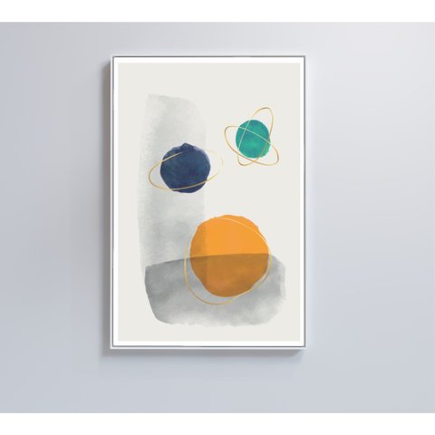 Quadro Abstrato Círculos 3 - 80x120 Cm - Tecido Canvas
