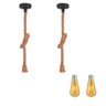 Kit 2 Luminárias Pendente Corda Sisal Rústica + 2 Lâmpadas LED ST64 Retrô Vintage - 1