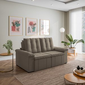 Sofá Retrátil Reclinável 3 Lugares 180cm Veludo com Molas Palmeira CabeCasa MadeiraOriginals